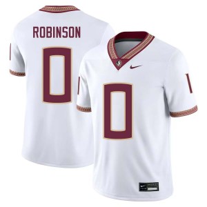 #0 Men Duce Robinson White College Football Florida State Seminoles Embroidery Jerseys