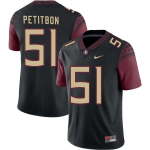 #51 Men Luke Petitbon Black College Football Florida State Seminoles University Jerseys