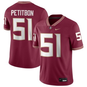 #51 Men Luke Petitbon Garnet College Football Florida State Seminoles Player Jerseys
