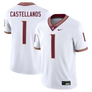 #1 Men Tommy Castellanos White College Football Florida State Seminoles 2025-26 Jersey