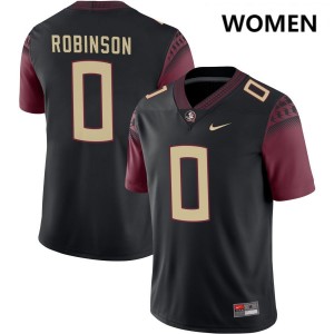 #0 Women Duce Robinson Black College Football Florida State Seminoles Embroidery Jerseys