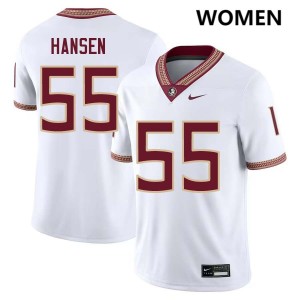 #55 Women Gunnar Hansen White College Football Florida State Seminoles Embroidery Jerseys