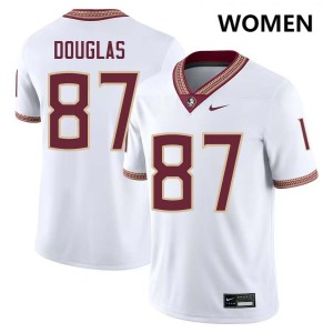 #87 Women Markeston Douglas White College Football Florida State Seminoles Game Jerseys