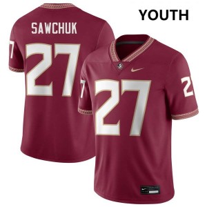 #27 Youth Gavin Sawchuk Garnet College Football Florida State Seminoles Game Jerseys
