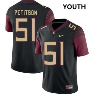 #51 Youth Luke Petitbon Black College Football Florida State Seminoles Replica Jerseys