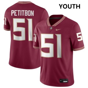#51 Youth Luke Petitbon Garnet College Football Florida State Seminoles 2025 Jersey