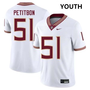 #51 Youth Luke Petitbon White College Football Florida State Seminoles Embroidery Jerseys
