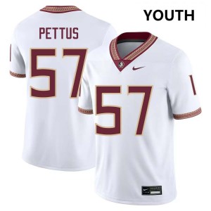 #57 Youth Micah Pettus White College Football Florida State Seminoles NCAA Jersey