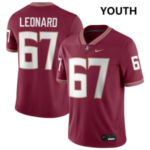 #67 Youth Richie Leonard IV Garnet College Football Florida State Seminoles High School Jersey