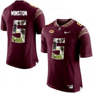 Printing Portrait Red Limited Football #5 Jameis Winston Florida State Seminoles Stitched Jersey