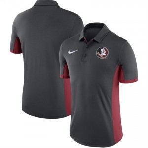 S-4XL Nike Florida State Seminoles Anthracite Evergreen Button-Up Dri-Fit Polo