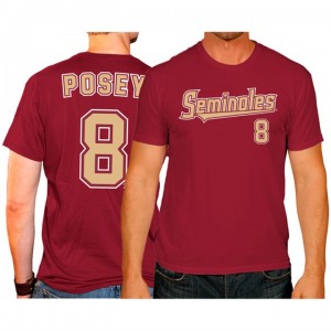 #8 Buster Posey Florida State Seminoles T-shirt Garnet Baseball 