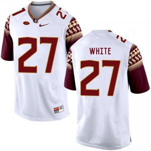 Marquez Florida State Seminoles Stitched Jersey White #27 Away Football School Stitched 