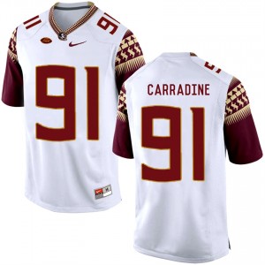 School Stitched White Away Football #91 Tank Carradine Florida State Seminoles Stitched Jersey