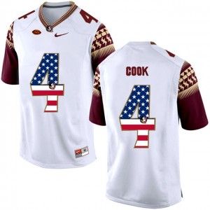 Men's Florida State Seminoles #4 Dalvin Cook White Limited 2017 US Flag Football Stitched Jersey