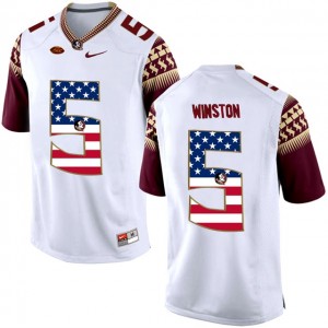 S-XXXL Football Jameis Winston Florida State Seminoles #5 Limited Men's White 2017 US Flag Stitched Jersey