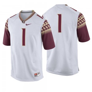 Men's Florida State Seminoles #1 White Game Football Stitched Jersey