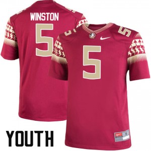 #5 Youth Jameis Winston Florida State Seminoles Stitched Jersey Game Garnet Alumni Football 