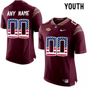 S-3XL Football Florida State Seminoles #00 Limited Youth Red US Flag Custom Stitched Jersey