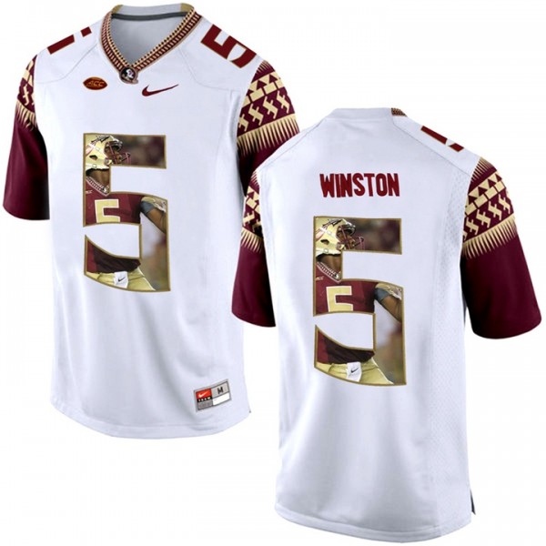 5 Jameis Winston White Limited Printing Portrait Football Florida